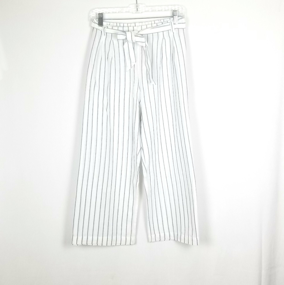 Caslon 89% Cotton Blue Vertical Stripe Cropped